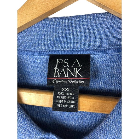 Joseph A Bank Sweater XXL 2XL 100% Italian Merino Wool Pullover Collared Blue - Picture 5 of 5